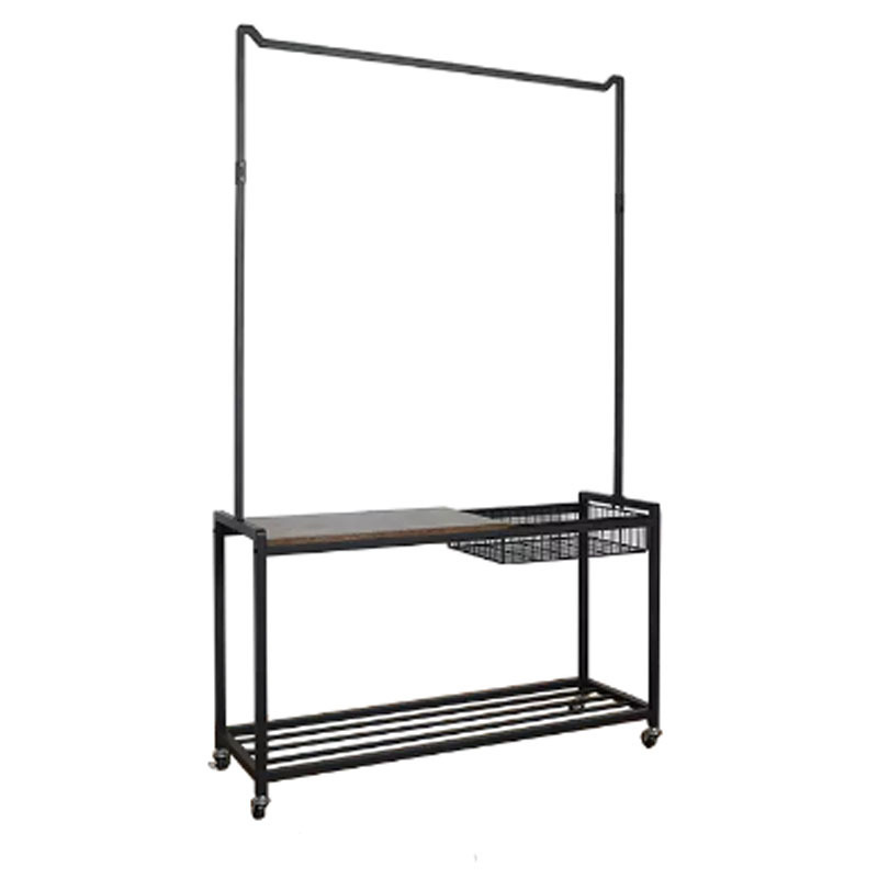 Clothes Rack Small Metal Garment Rack with Shelves for bedroom Rolling clothing Stand  on Wheels for Hanging  Coat  Rack