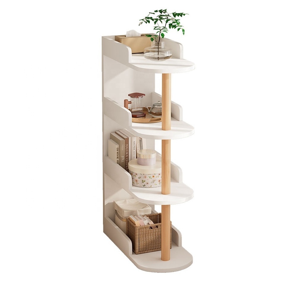 Narrow Sofa Side  Storage Shelf, 4 Tier Slim  Modern Sofa  book Shelf  for Narrow and Small Spaces Small Magazine Rack