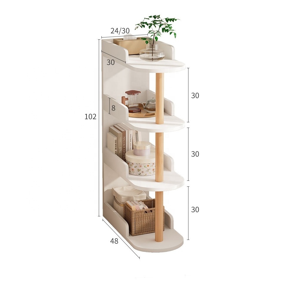 Narrow Sofa Side  Storage Shelf, 4 Tier Slim  Modern Sofa  book Shelf  for Narrow and Small Spaces Small Magazine Rack