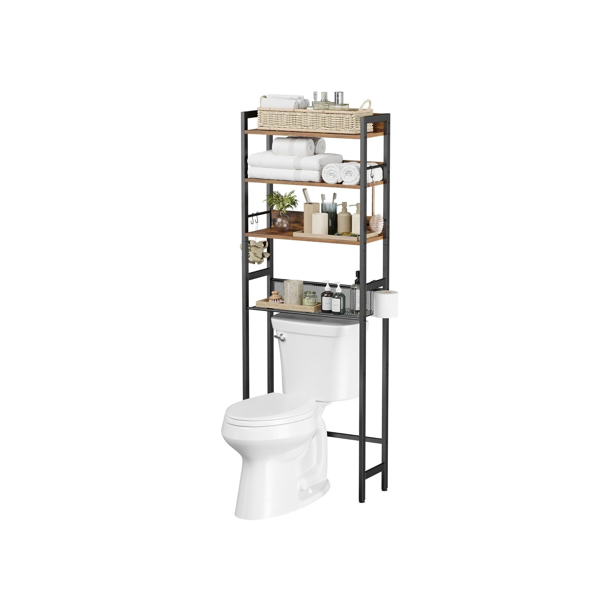 Tier Eco-Friendly Storage Organizer Over Toilet Detached Modern Bamboo Bathroom 4 Tier Toilet Rack Shelf Storage Holder