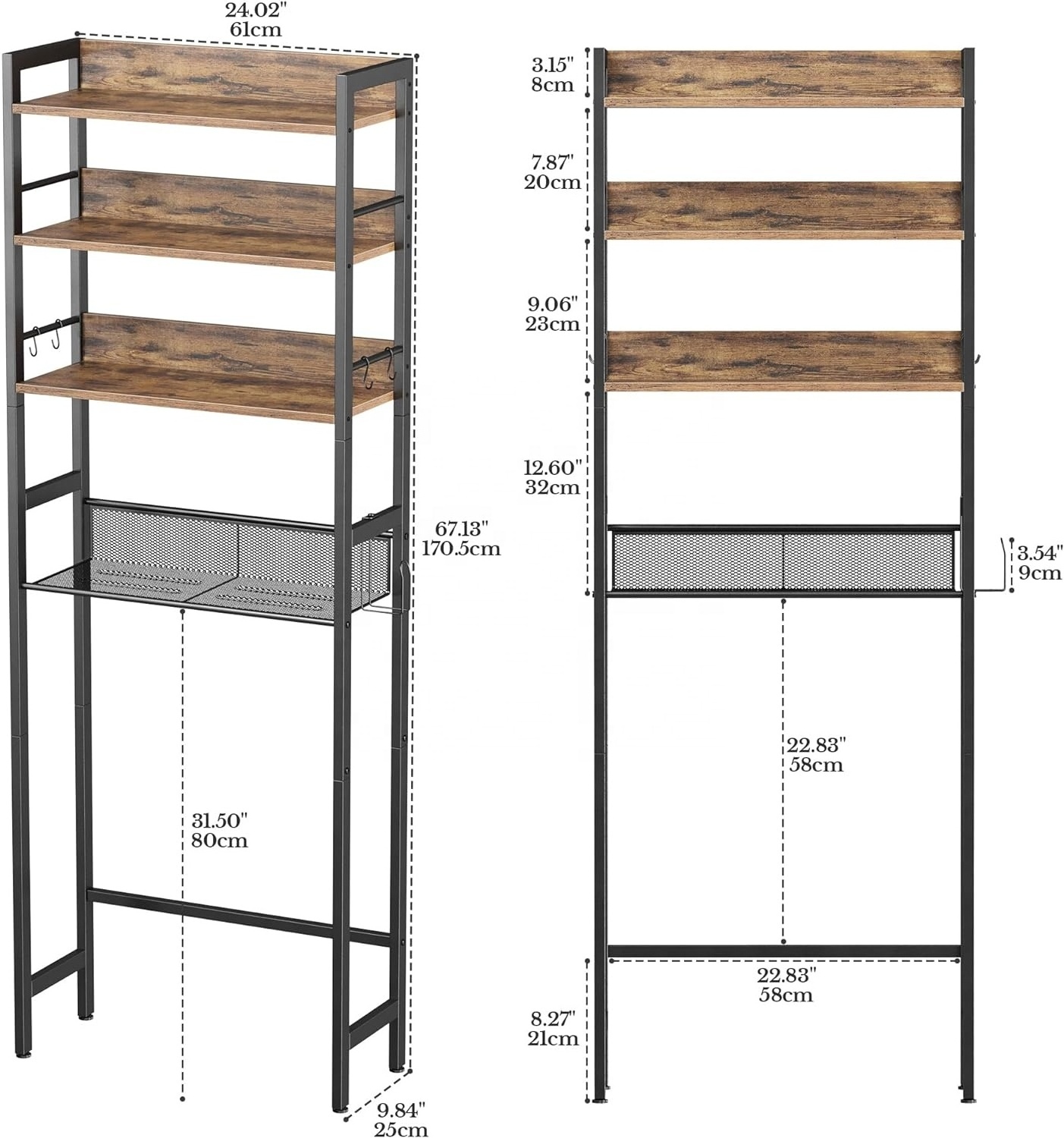 Tier Eco-Friendly Storage Organizer Over Toilet Detached Modern Bamboo Bathroom 4 Tier Toilet Rack Shelf Storage Holder