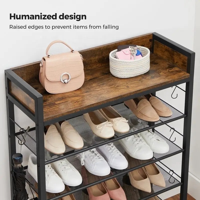 Wholesale Home 5 Tier Shoe Rack Shoe Shelf Storage Organizer OF Space Save Iron Frame Shoe Racks