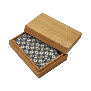 Plain Bamboo Wooden Playing Card Box Drop  Lid  Custom  Wooden  Card Packing  Box