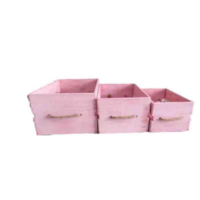 Wooden Storage Crate Pink  Paulownia Cloth Wooden Storage  Crate  For Home Tidy Storage Crate