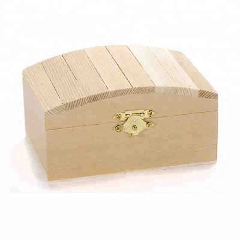 Custom Design  Wooden Coin Box Natural Kids Gift Storage  Box Wooden Treasure Chest Box