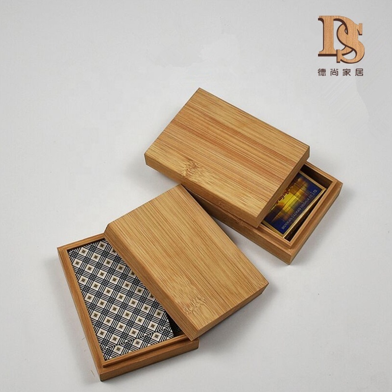 Plain Bamboo Wooden Playing Card Box Drop  Lid  Custom  Wooden  Card Packing  Box