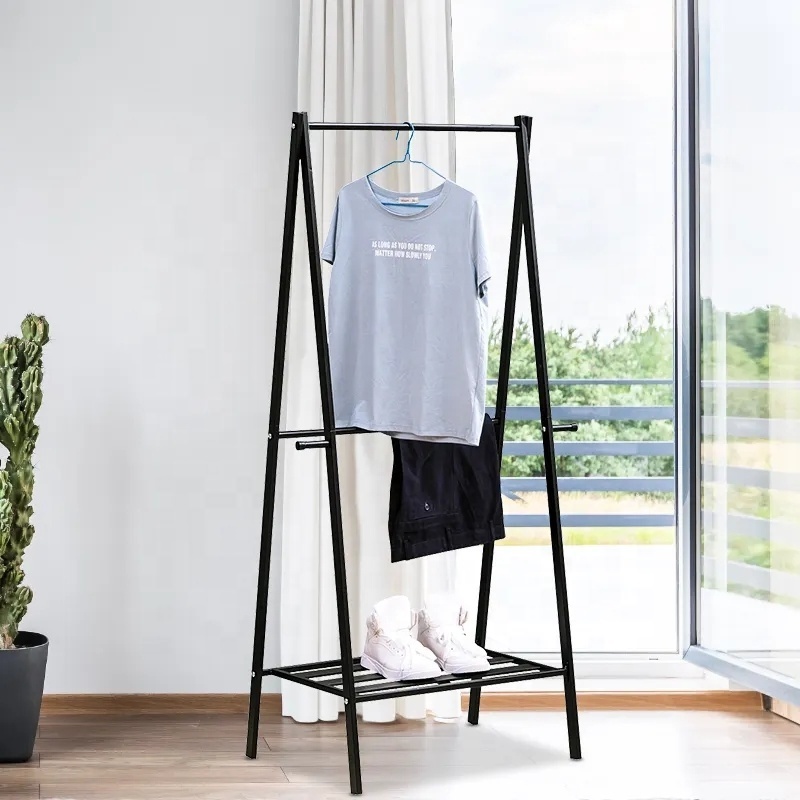 Low Price Single Pole With Shoe Drying Rack Clothes Rail