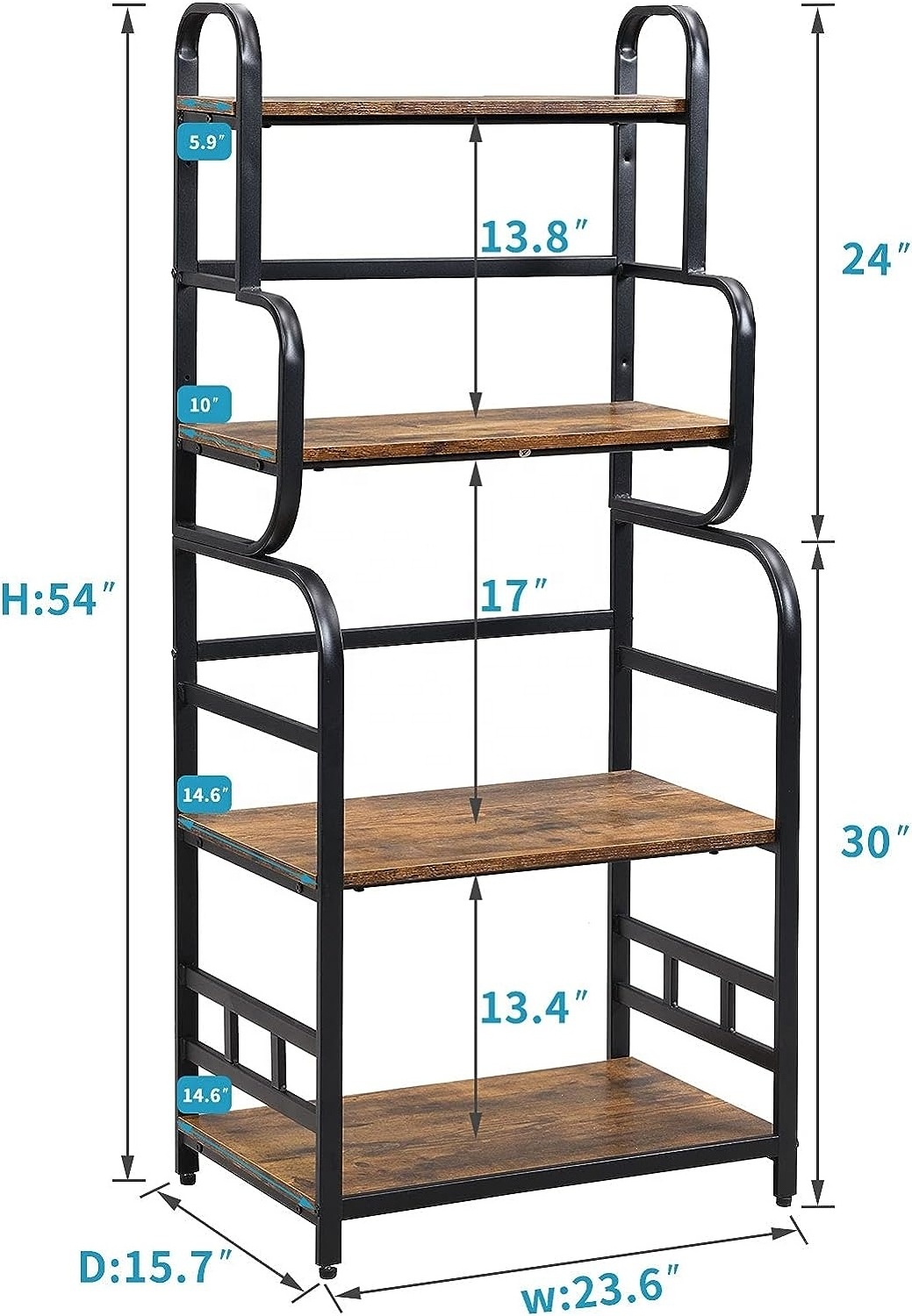 FURNITURE Metal 4-Tier Kitchen Bakers Rack with Storage Shelf Standing Microwave Oven Stand Rack Spice Rack Organizer