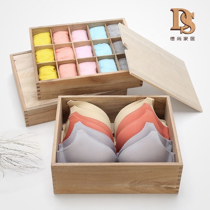 Personalized Wooden Sock Storage  Box   Insect Prevention Wooden Sock Box Compartments wooden Storage Box