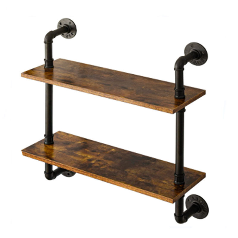 Industrial Pipe Floating Shelf 2 Tier Wall Mounting  Bookshelf Iron Storage Wall  Shelves For Bathroom Kitchen Bedroom