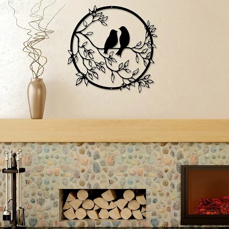 Metal Bird  Wall Art Decor Birds On a Branch  Wall Decor Family  Metal Wall Art Hanging for  living room