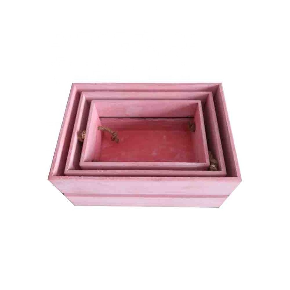 Home Wooden Sundries  Storage Crate Paulownia  Wood  Pink  Painting   Wooden Fruit Crate