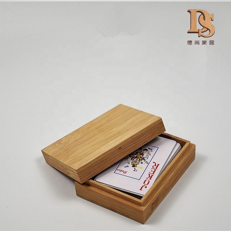 Plain Bamboo Wooden Playing Card Box Drop  Lid  Custom  Wooden  Card Packing  Box