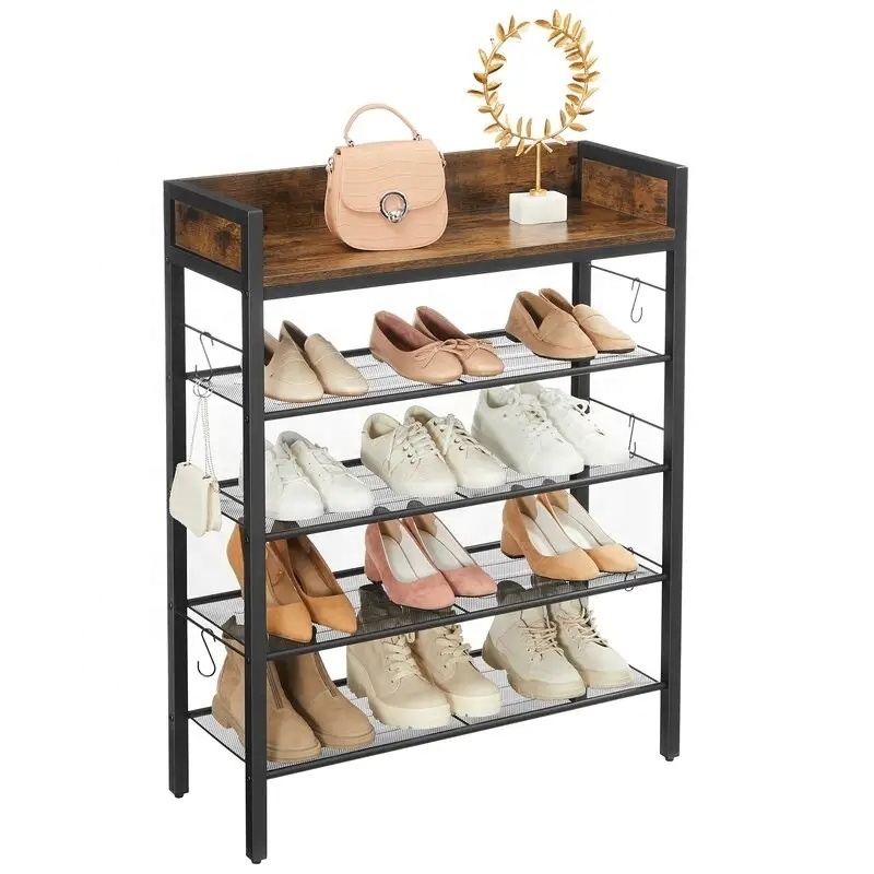 Wholesale Home 5 Tier Shoe Rack Shoe Shelf Storage Organizer OF Space Save Iron Frame Shoe Racks