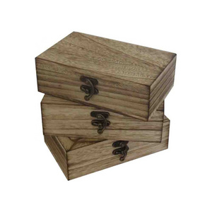 High Quality Basswood Wooden Keepsake Box  Carbonized Wooden Christmas Gift Box With Latch