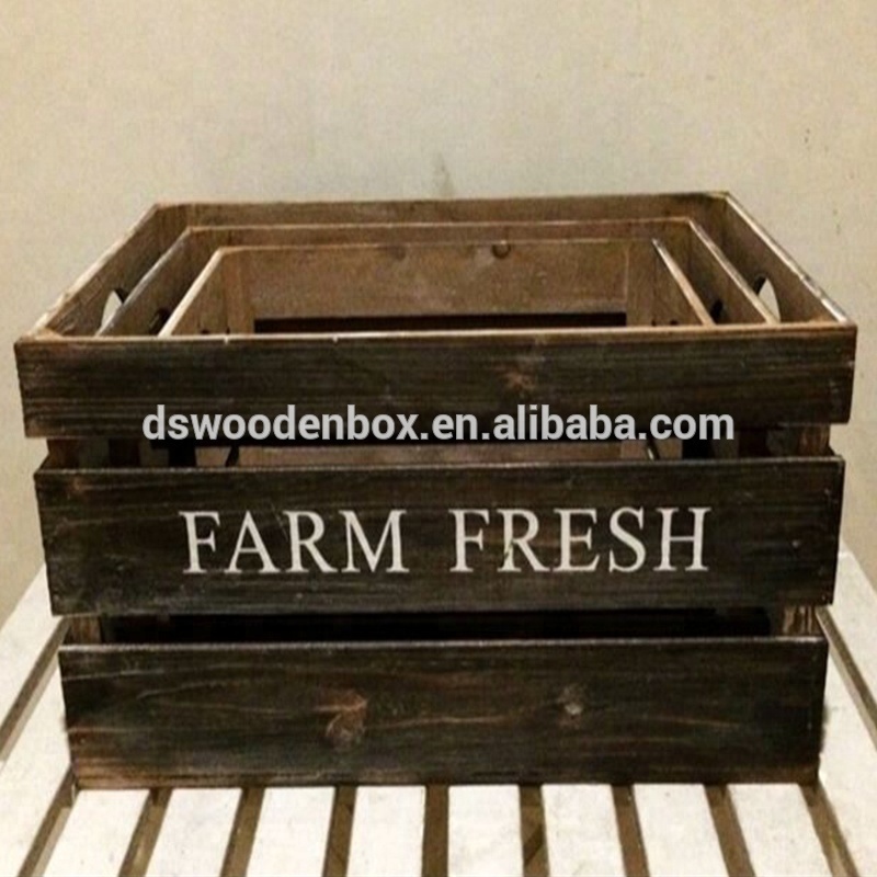 Antique Farm Style Large Wooden Fruit Storage Crate Shoe  Wooden Display Crate