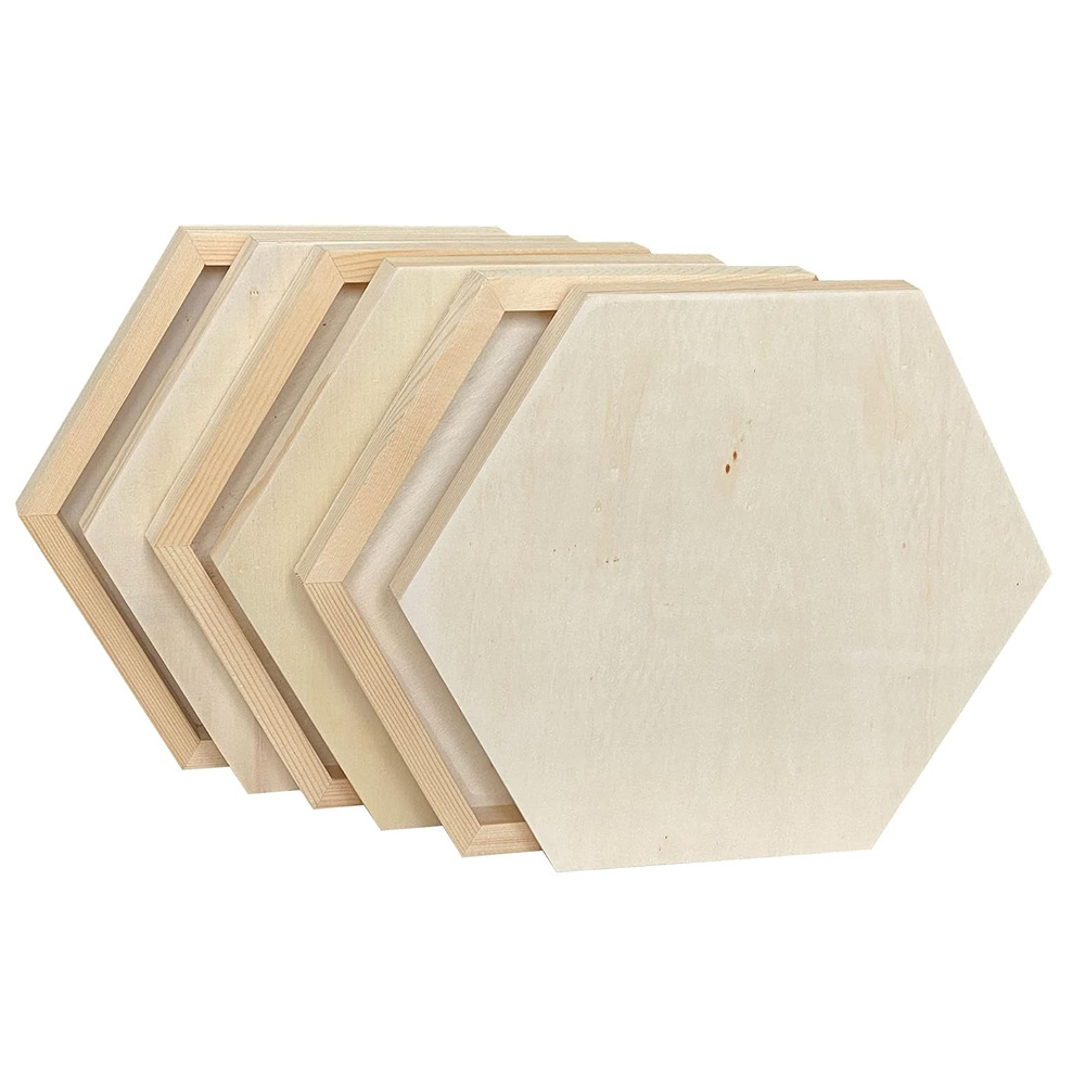 Unfinished Hexagon  Wooden Block Panels for Painting, Blank Wood Hexagon Framed Boards for Crafting Art Pouring  Block