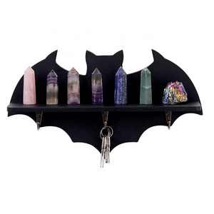 Bat Floating shelf Crystal Shelf Wall Mounted  Decor Wooden Spooky Shelf For Home Witchy Room Decor  For Crystal  keys