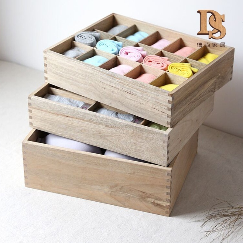 Personalized Wooden Sock Storage  Box   Insect Prevention Wooden Sock Box Compartments wooden Storage Box