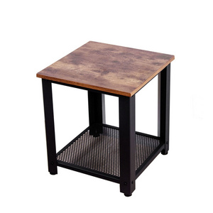 Small End Table Industrial Side Table with Durable Steel Frame Slim Night Tables with Storage Shelves for Small Space in Home