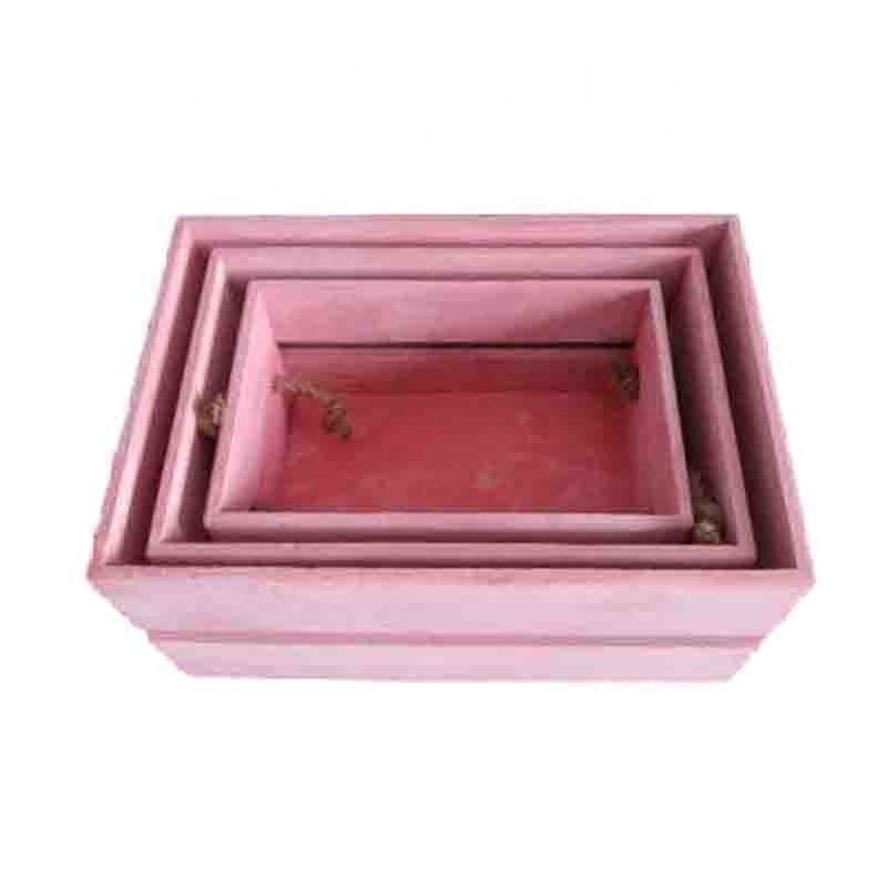 Wooden Storage Crate Pink  Paulownia Cloth Wooden Storage  Crate  For Home Tidy Storage Crate