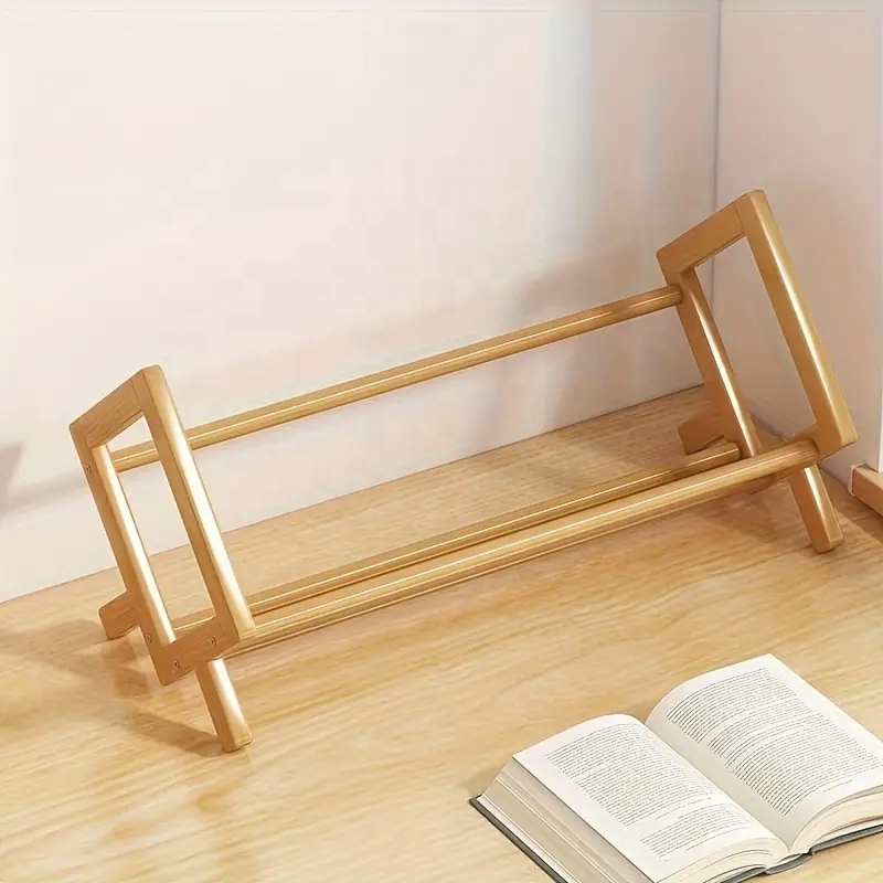 Desktop Bookshelf Simple Book Stand Rack  Bamboo Utility organizer  Shelf For Home Office Living  Room