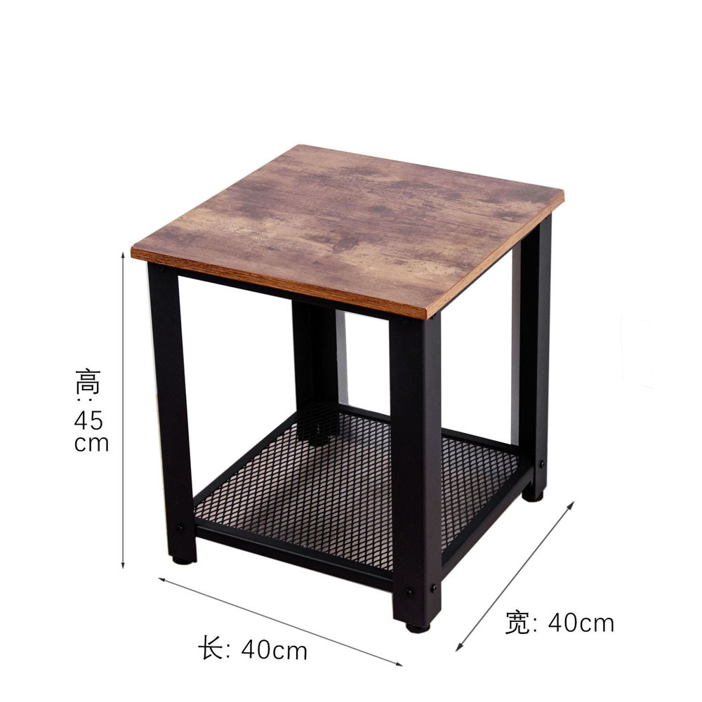 Small End Table Industrial Side Table with Durable Steel Frame Slim Night Tables with Storage Shelves for Small Space in Home