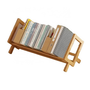 Desktop Bookshelf Simple Book Stand Rack  Bamboo Utility organizer  Shelf For Home Office Living  Room