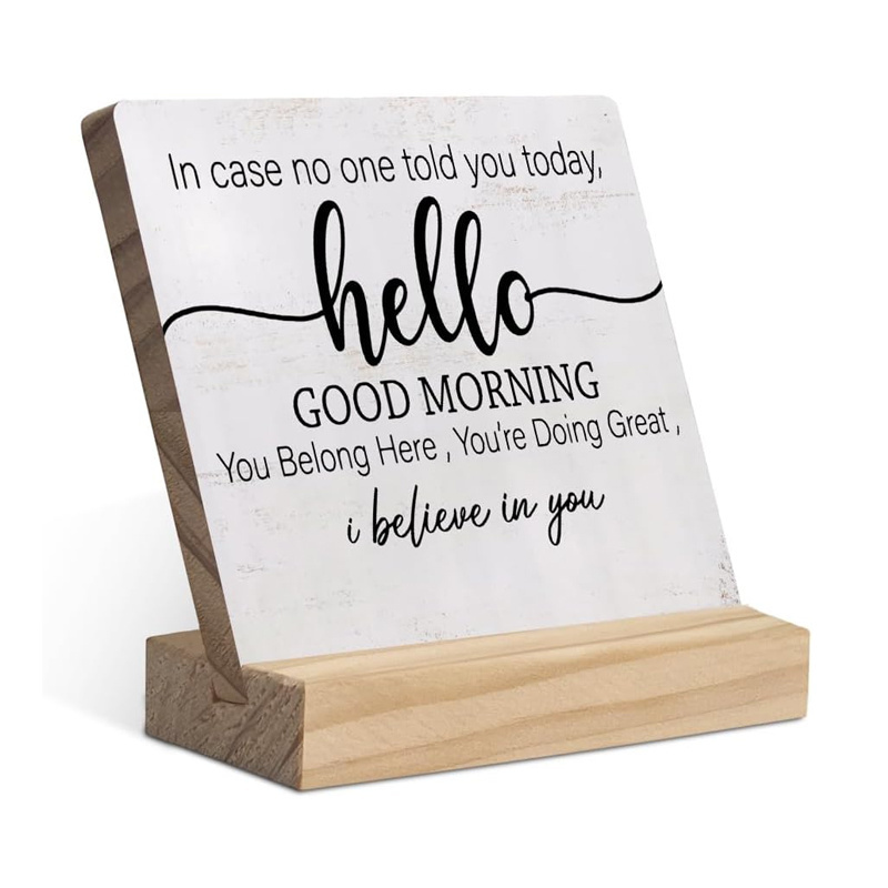 Wood Plaque with Wooden Stand,Inspirational Quotes Wooden Plaque Sign Desk Decor for Home Office Table Shelf Decoration