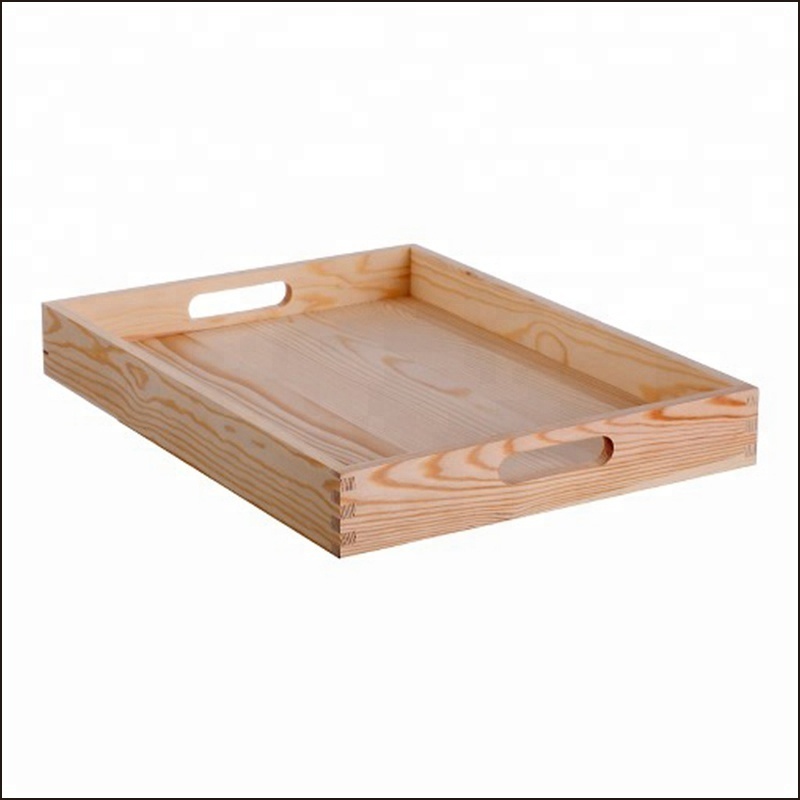 Large   Kitchen and Hotel Blank  Wooden Serving  Tray With Handles  For Breakfast Tea Coffee