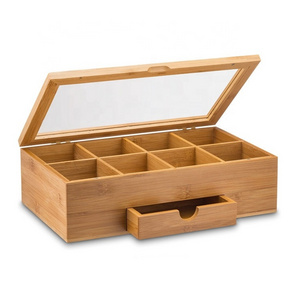 Wooden Tea Bag Display Organizer Counter top Wooden Compartments Wooden Tea Bag Box with  Drawer