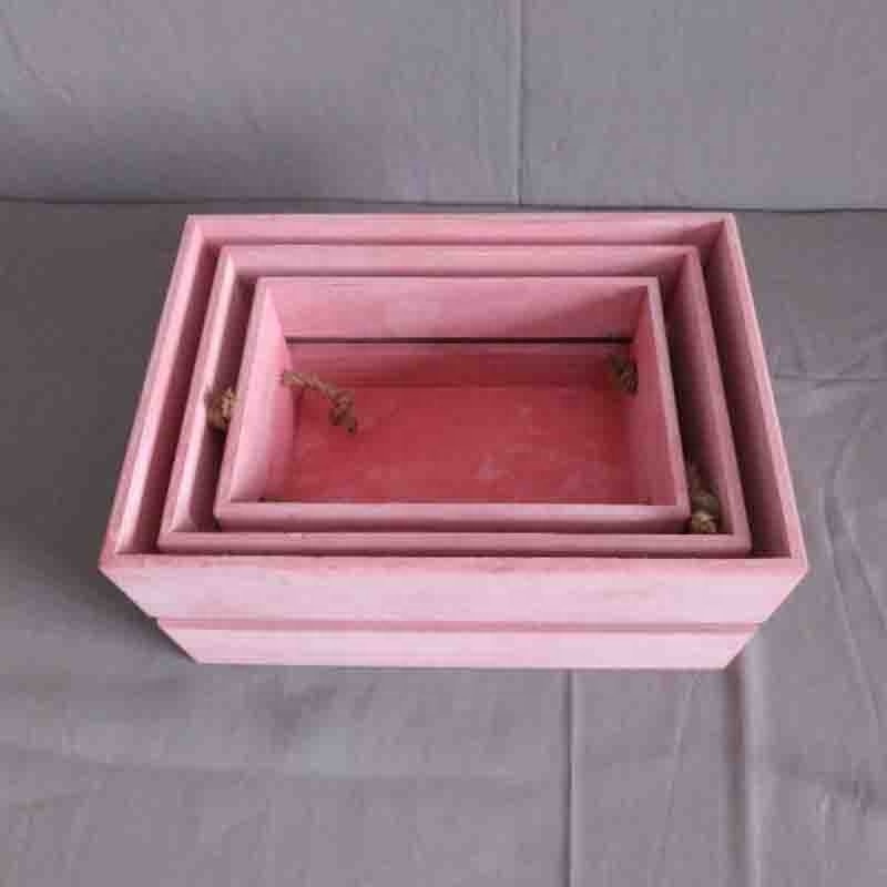 Wooden Storage Crate Pink  Paulownia Cloth Wooden Storage  Crate  For Home Tidy Storage Crate