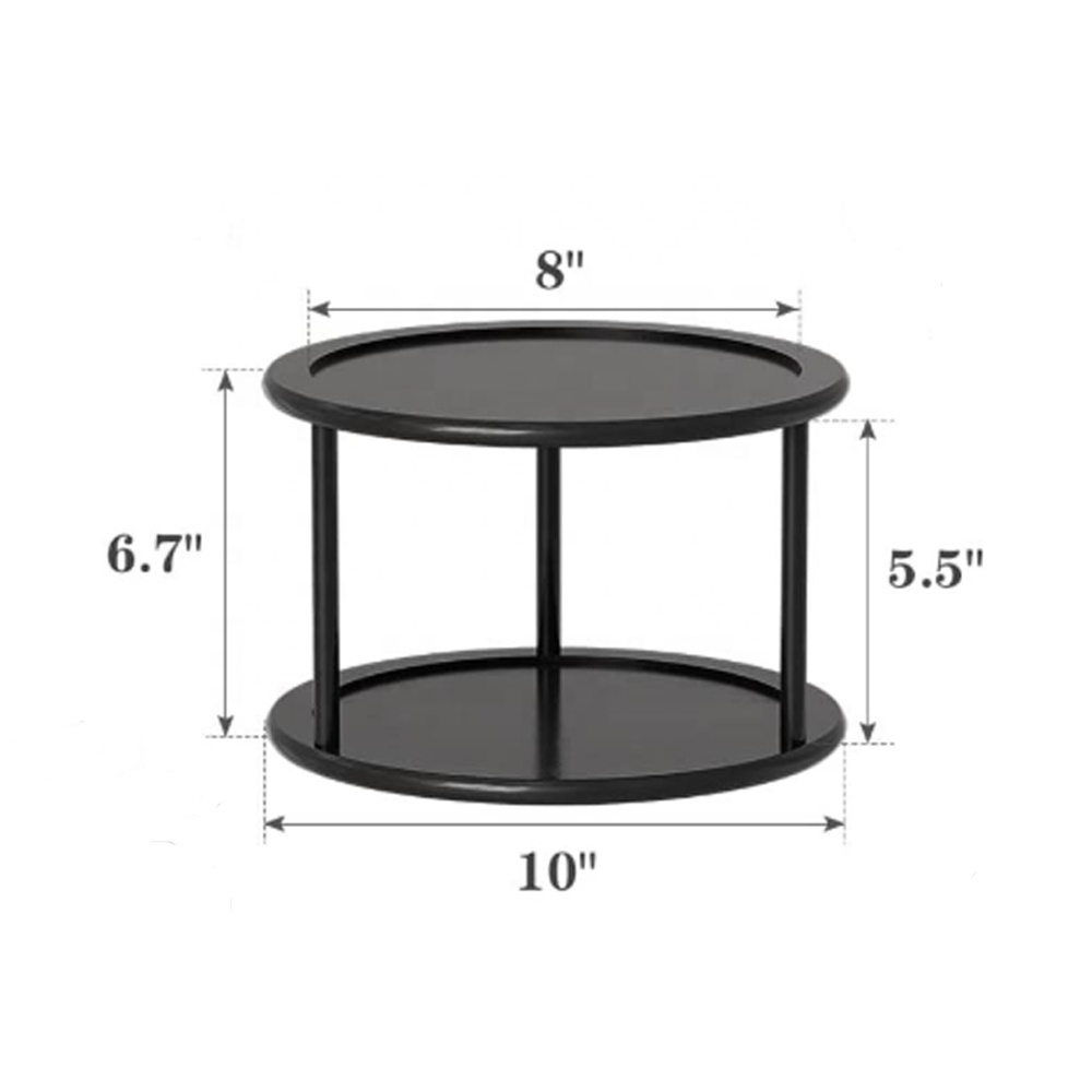 Wholesale Custom Lazy Susan Turntable Spice Rack 2-Tier Bamboo Kitchen Counter top Cabinet Rotating Condiments Organizer