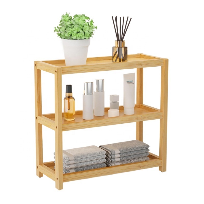 Bathroom Countertop Organizer 3 Tier Bamboo Storage Shelf for Makeup Spices  Bathroom Vanity Accessories Wall Mounted  Shelves