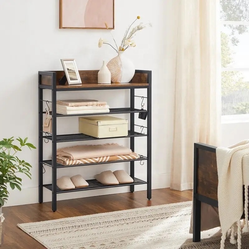 Wholesale Home 5 Tier Shoe Rack Shoe Shelf Storage Organizer OF Space Save Iron Frame Shoe Racks