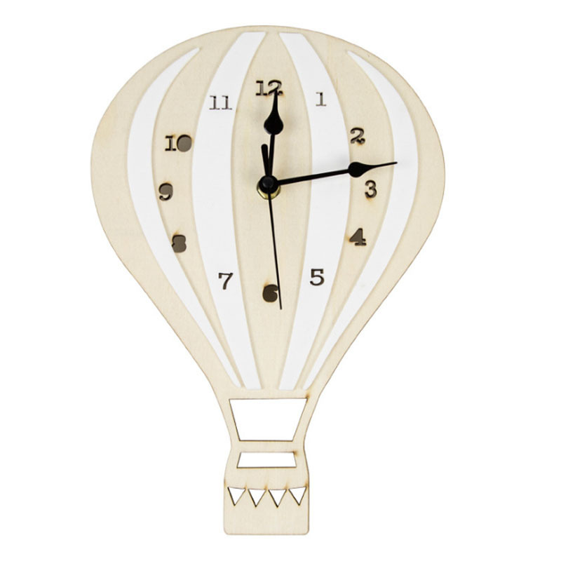 Wall Clock Wooden Hot Air Balloon Wall Clock For Children Room Decoration