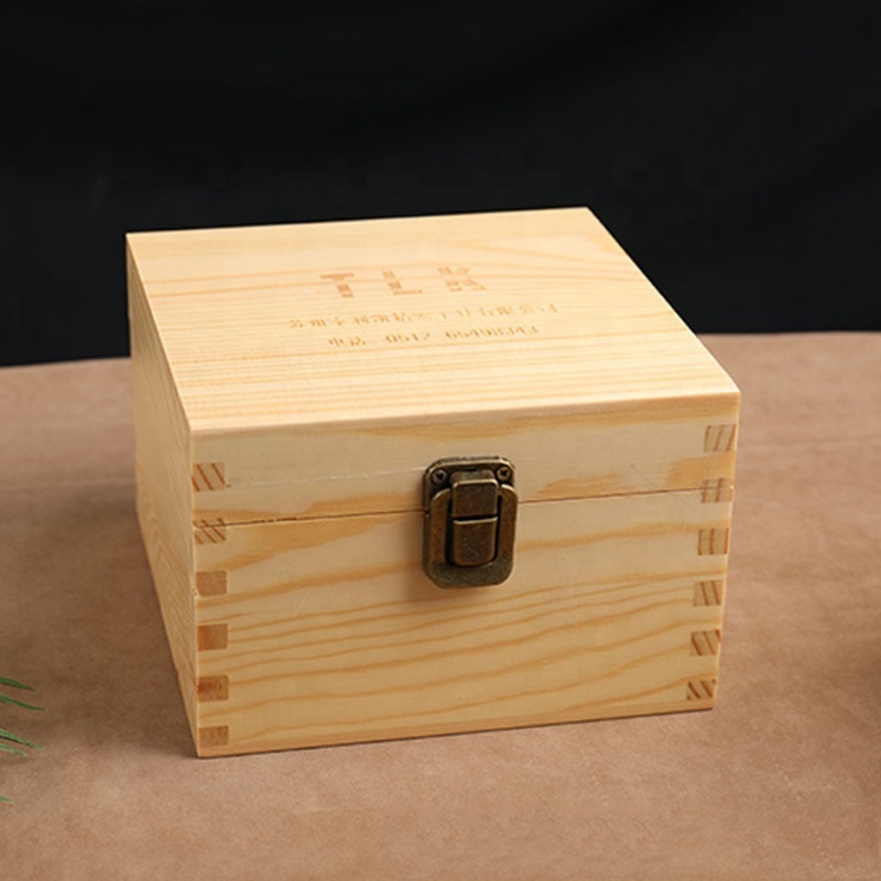 Small  Unfinished Square Wooden Tool Box With  Foam Inside For  Keepsake and Jewelry Storage and Package Box