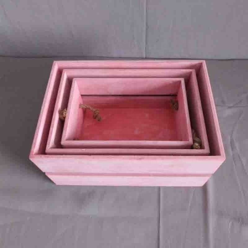 Home Wooden Sundries  Storage Crate Paulownia  Wood  Pink  Painting   Wooden Fruit Crate