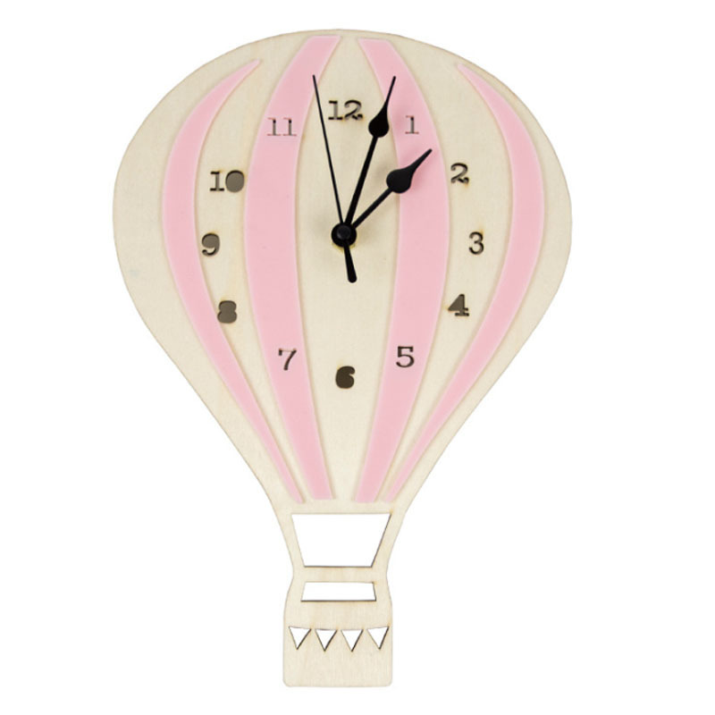 Wall Clock Wooden Hot Air Balloon Wall Clock For Children Room Decoration