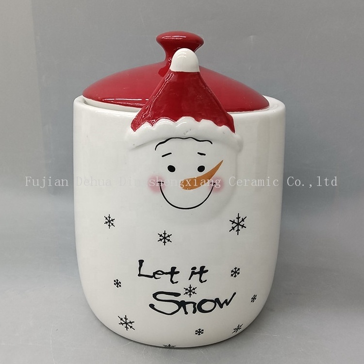 Exquisite custom logo embossed surface snowman white cheap bulk ceramic christmas mugs for gift