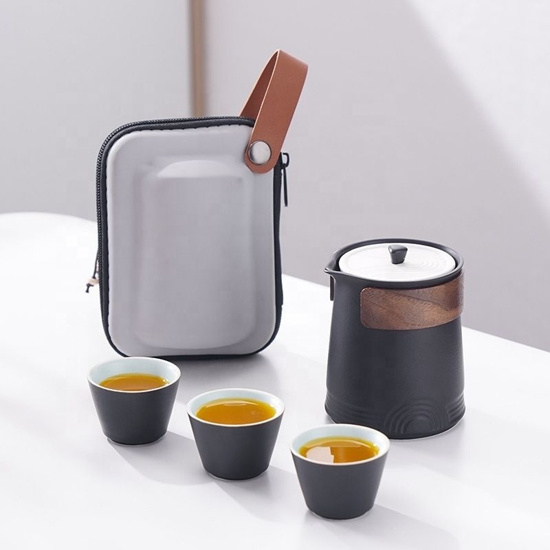 Travelling Tea Set Japanese Porcelain Kung Fu Teaware Sets Outdoor A Tea Pot and Three Cup Portable Storage Office Tea Cup Set