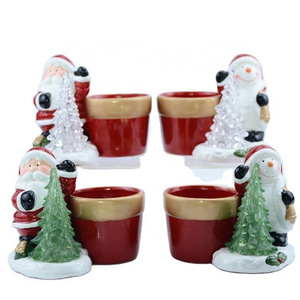 Ceramic santa claus snowman reindeer figure christmas decoration indoor flower pot