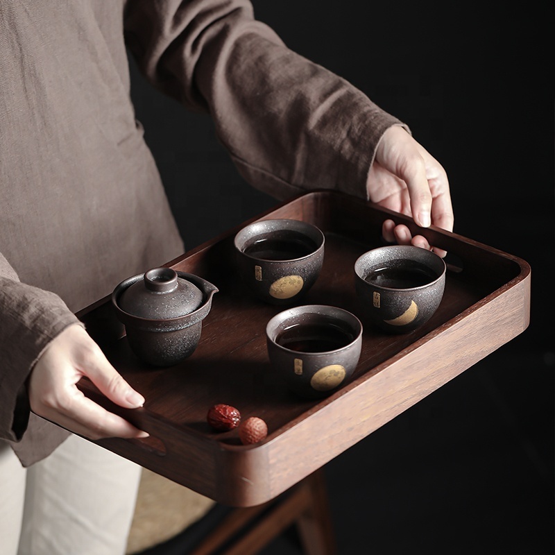 Ceramic Kung Fu Tea Set Black Stoneware Porcelain Teapot 3PCS Tea Cup High-Grade Gift Box