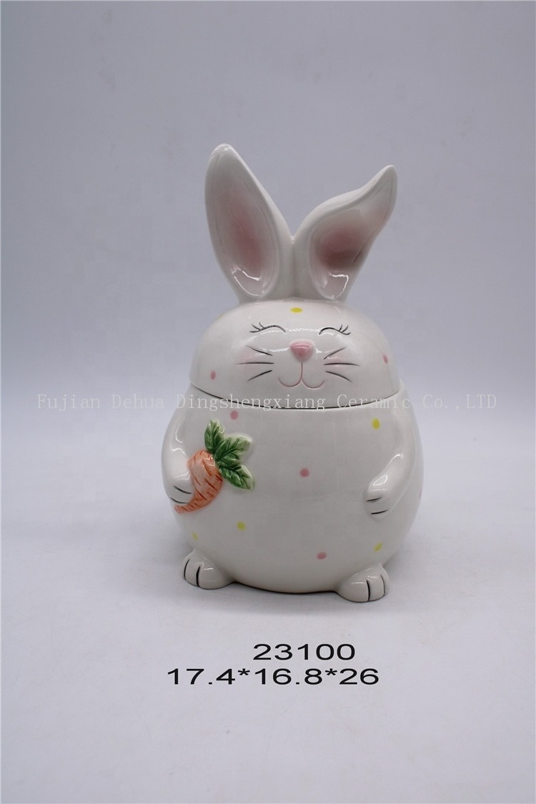 Cute Pearl Glaze Ceramic Easter Bunny Rabbit Tea Pot For Office and Home