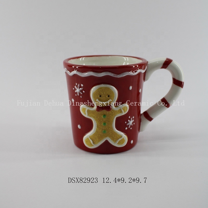 Fine New bone China Porcelain Home Tableware Christmas Ceramic Dolomite mug with cookie people design