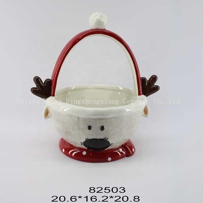 Christmas Custom Logo Ceramic Food Container Storage Customized Candy Cookie Jar with Reindeer Shaped