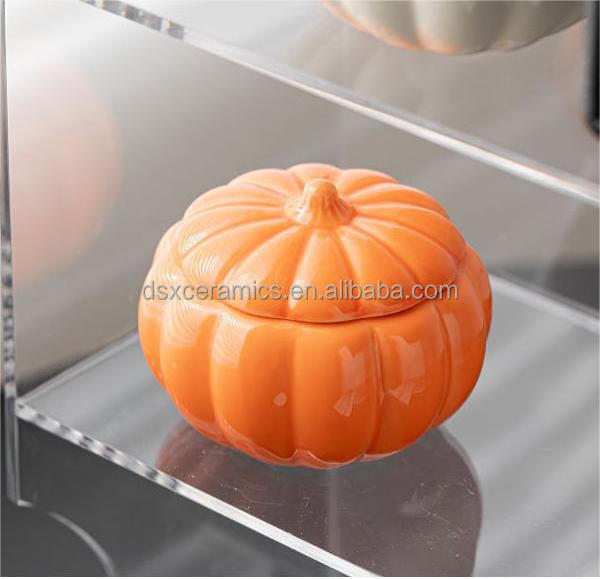 New creative ceramic pumpkin candle jar candle cup with lid