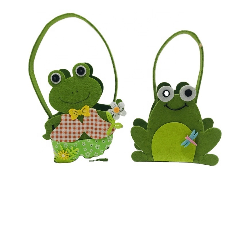 Cute Animal Design Felt Candy Gift Storage Basket China manufacturer best price home frog spring festival decoration