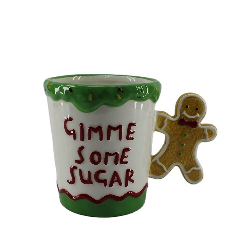 Fine New bone China Porcelain Home Tableware Christmas Ceramic Dolomite mug with cookie people design