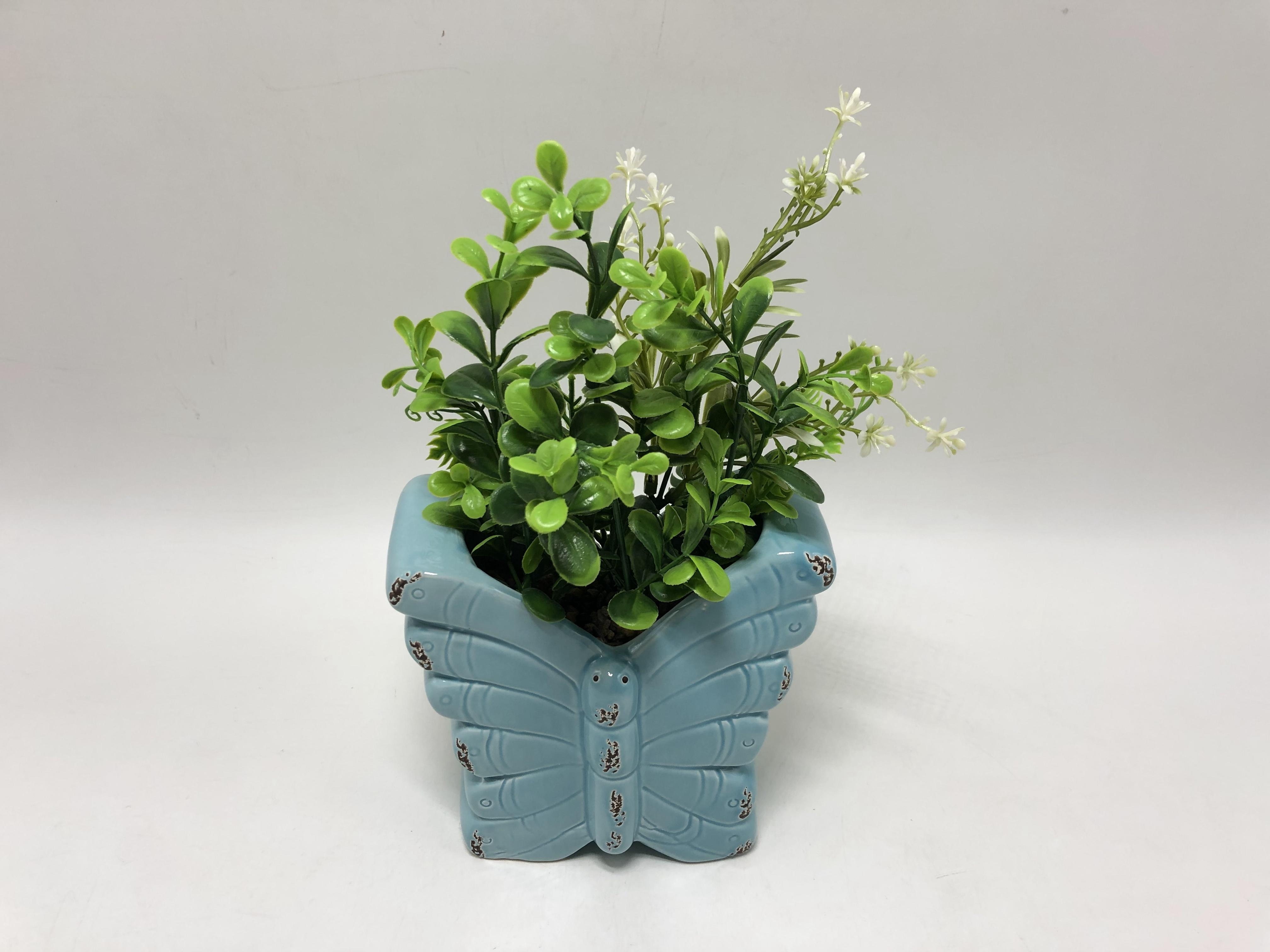 Pretty butterfly designs of indoor glazed flower ceramic pots pottery planter for flower home decor